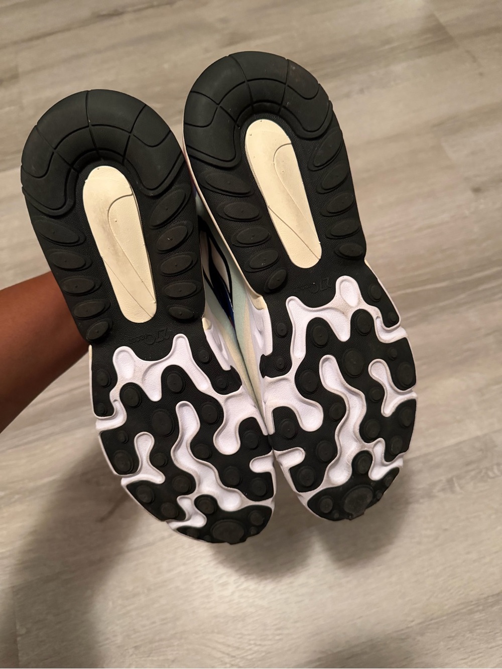 Nike Air Max 270 React Women’s Sneakers - Black/Blue/Orange/Cream - Picture 6 of 7